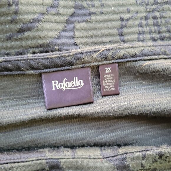 Rafaella Womens Top 2X Plus 3/4 Sleeve Green Roses Zip Shoulder FLO35E - Picture 7 of 9